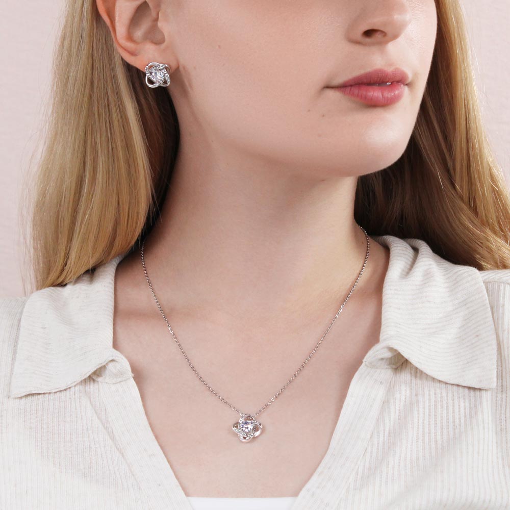 Happy First Mother's Day Love Knot Necklace & Earring Set