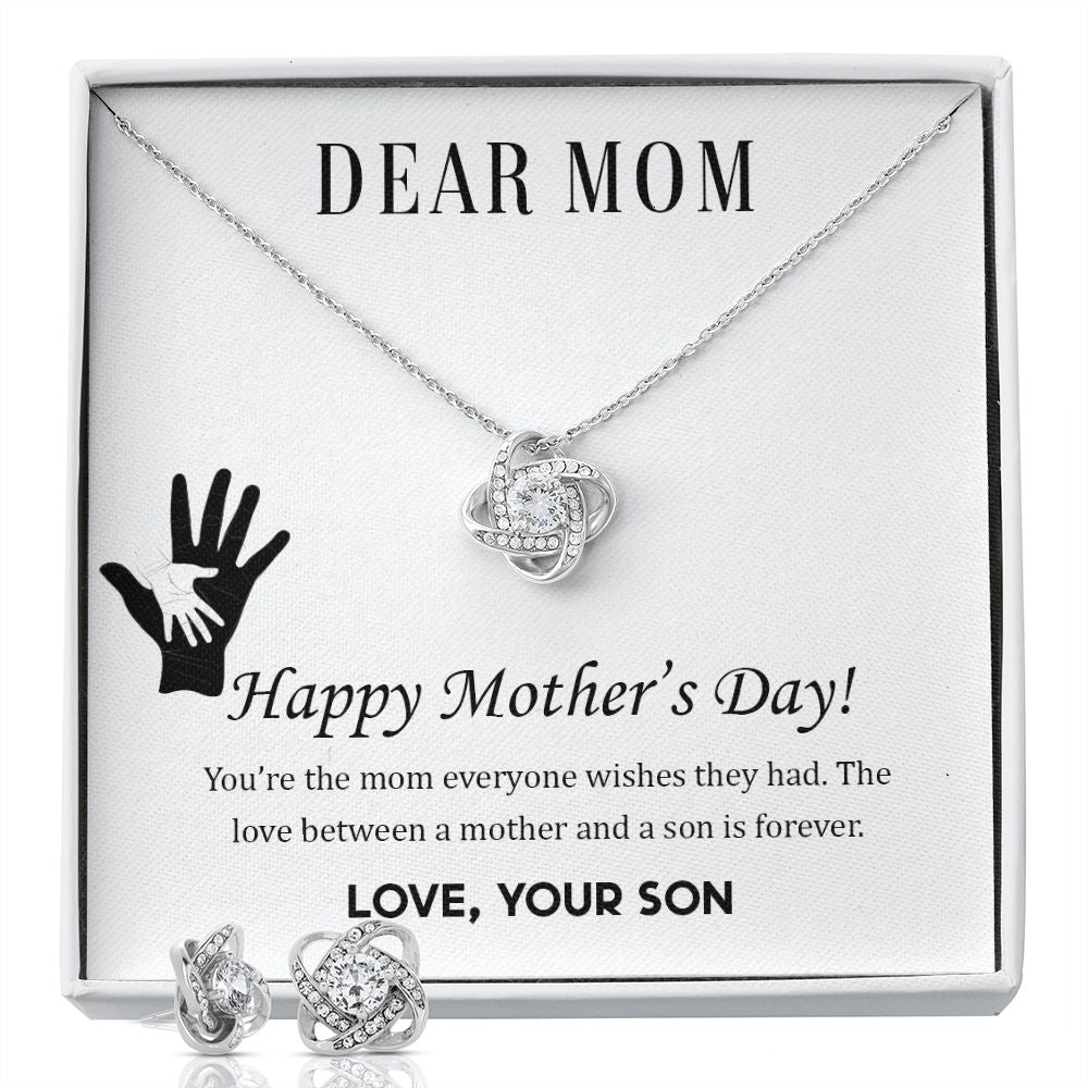 Dear Mom,  Happy Mother’s Day! You’re the mom Love Knot Necklace & Earring Set