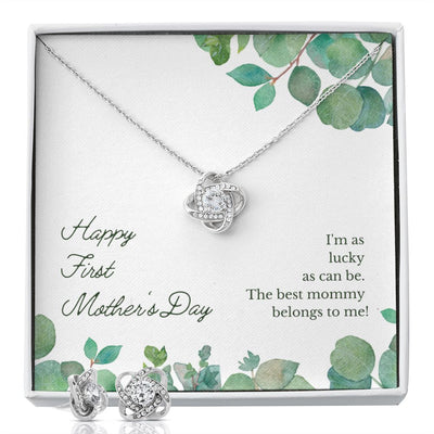 Happy First Mother's Day Love Knot Necklace & Earring Set