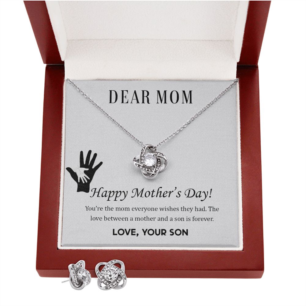 Dear Mom,  Happy Mother’s Day! You’re the mom Love Knot Necklace & Earring Set