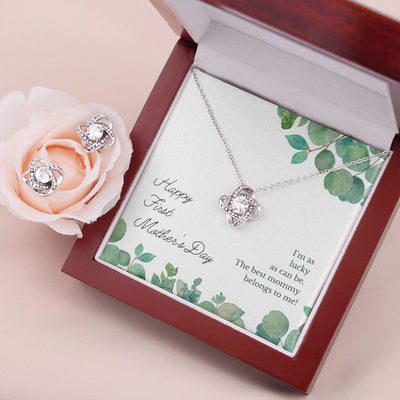 Happy First Mother's Day Love Knot Necklace & Earring Set