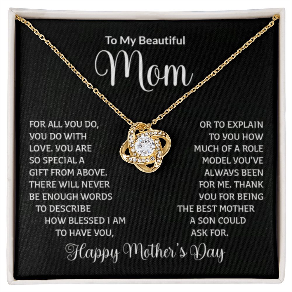 To My Beautiful Mom - Love Knot Necklace