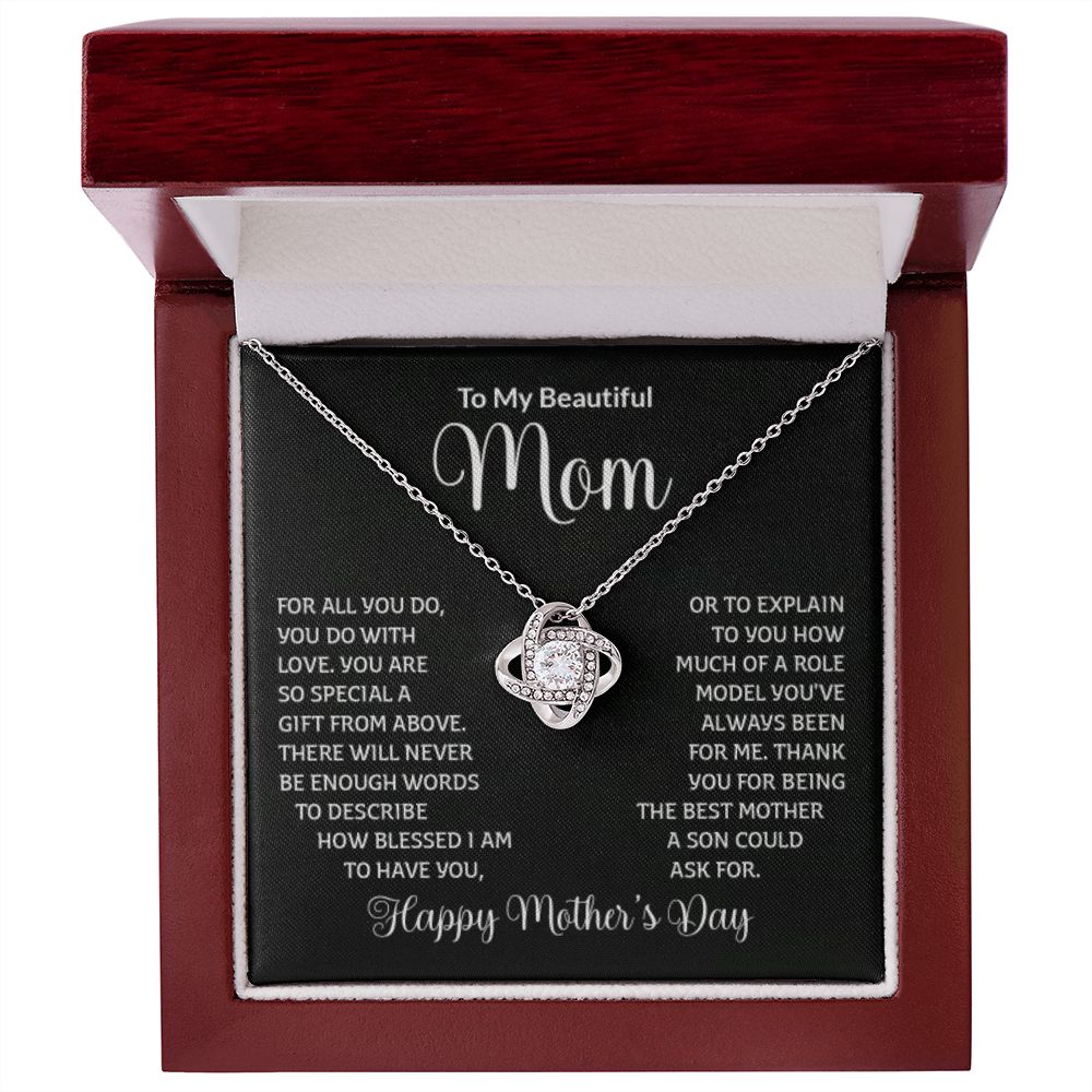To My Beautiful Mom - Love Knot Necklace